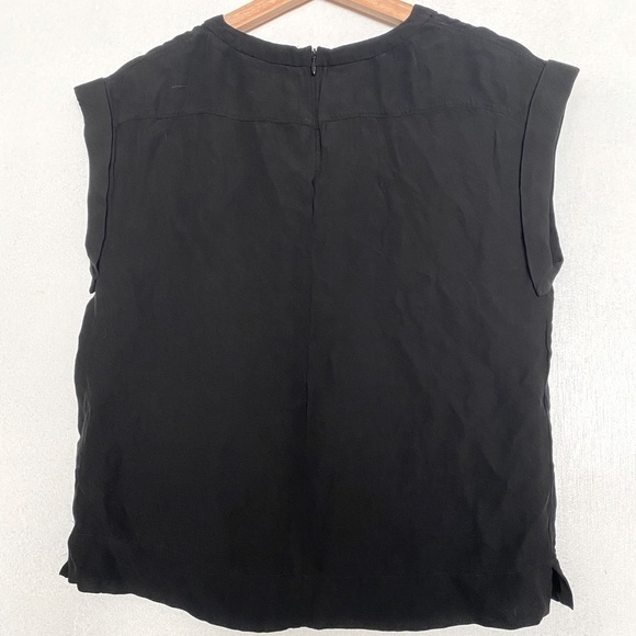 THEORY BLACK LIGHTWEIGHT BLOUSE PETITE - Picture 3 of 3